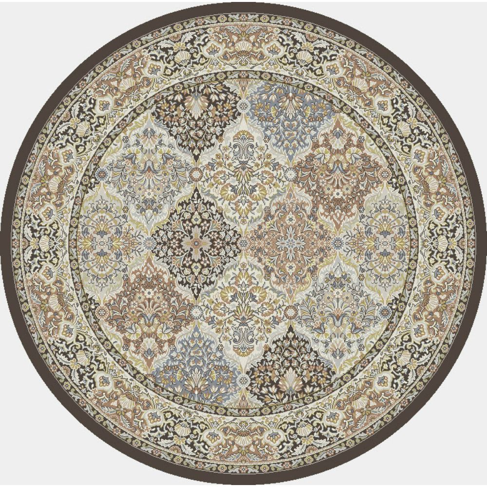 Dynamic Rugs 57008-3235 Ancient Garden 5.3 Ft. X 5.3 Ft. Round Rug in Brown/Blue